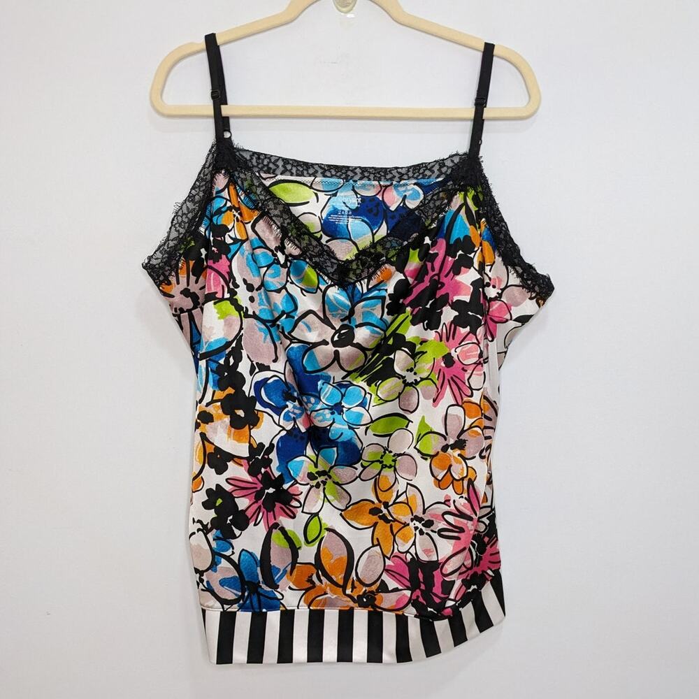 Lane Bryant Womens 4X 26/28 Tank Top Sleeveless Floral Stripes Cami Plus Size